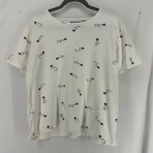 Bay Studio Floral Rose T Shirt Womens‎ XL White